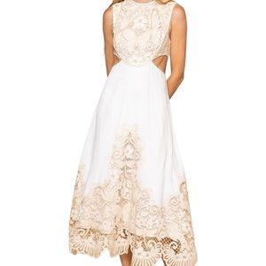 Zimmermann Jeanie Linen Embroidered Cutout Dress Sz 1 (4/6/S) STUNNING!